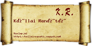Kállai Renátó névjegykártya